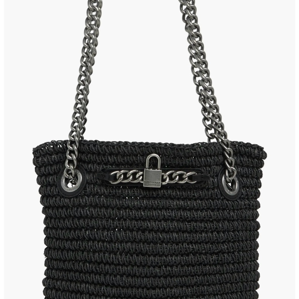 Kurt Geiger London Brixton Small Raffia Tote Bag NWT Black